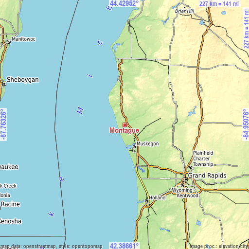 Topographic map of Montague