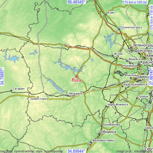 Topographic map of Ruza