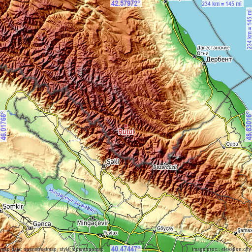 Topographic map of Rutul