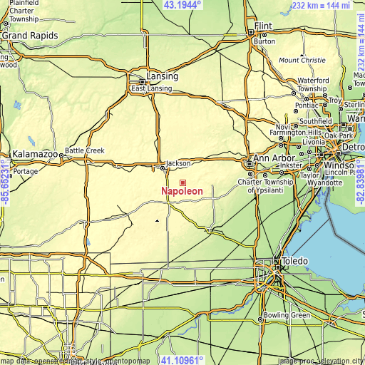 Topographic map of Napoleon