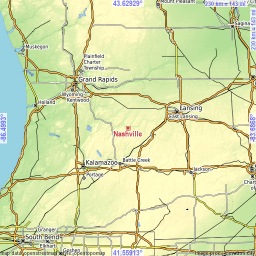 Topographic map of Nashville