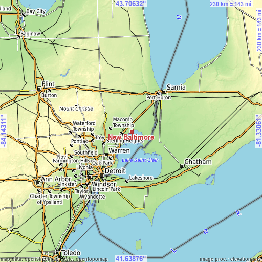 Topographic map of New Baltimore