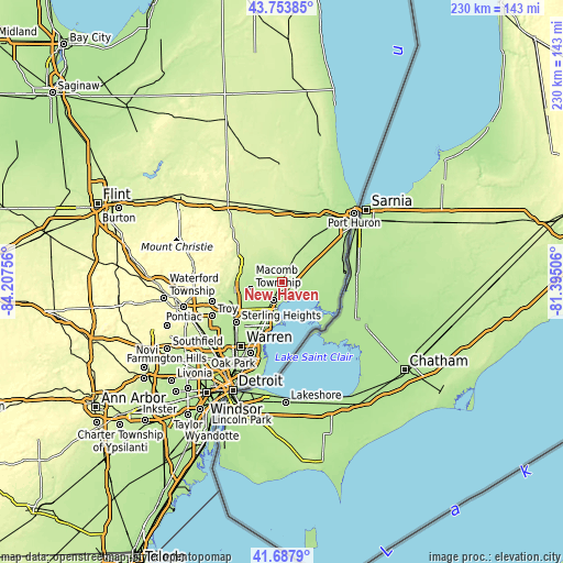 Topographic map of New Haven