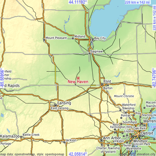 Topographic map of New Haven