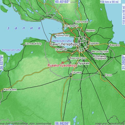 Topographic map of Russko-Vysotskoye