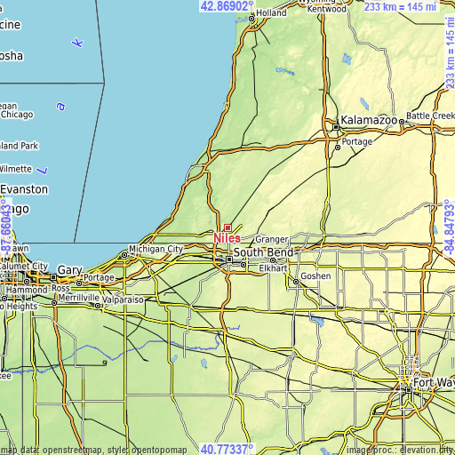 Topographic map of Niles