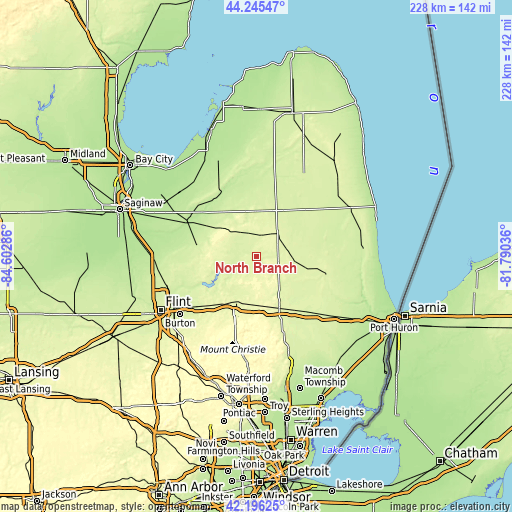 Topographic map of North Branch