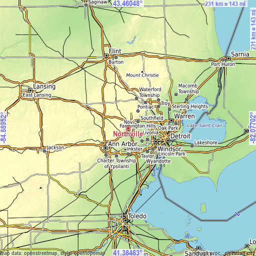 Topographic map of Northville