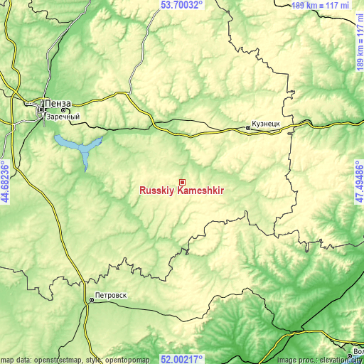Topographic map of Russkiy Kameshkir