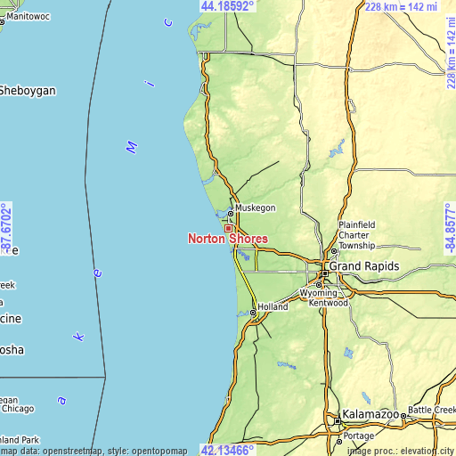 Topographic map of Norton Shores