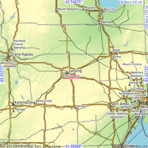 Topographic map of Okemos