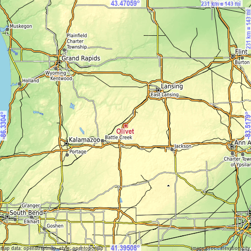 Topographic map of Olivet