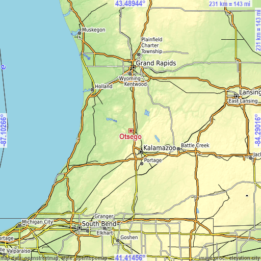 Topographic map of Otsego