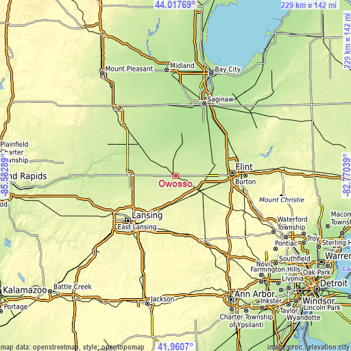 Topographic map of Owosso