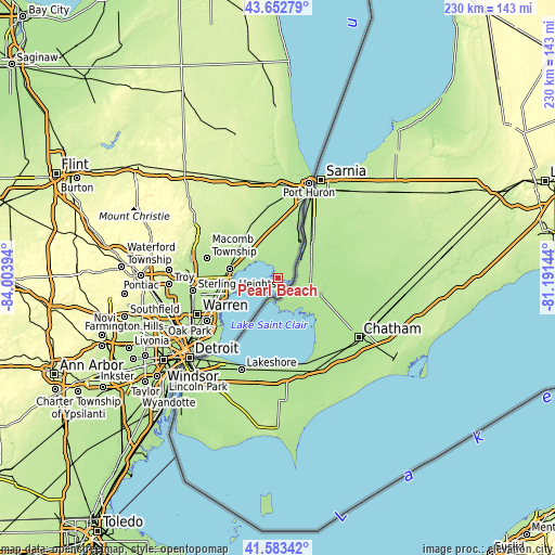 Topographic map of Pearl Beach