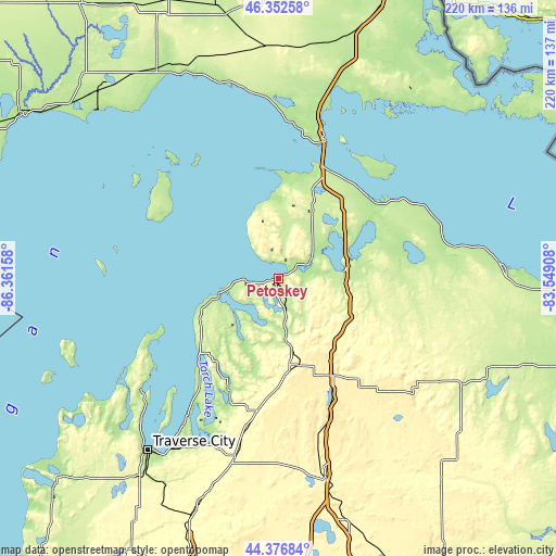 Topographic map of Petoskey