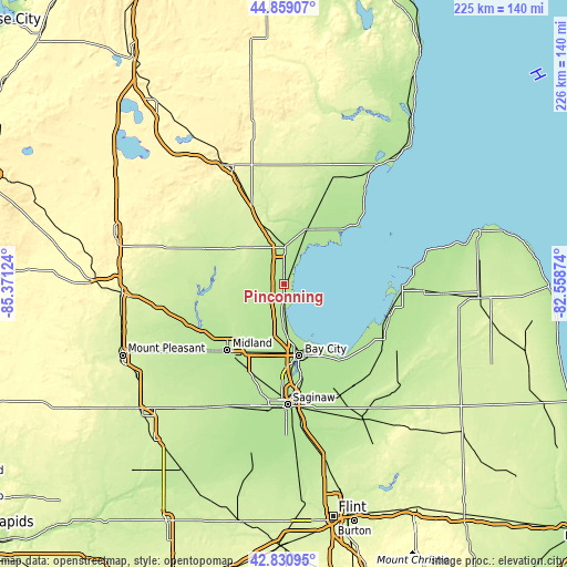 Topographic map of Pinconning