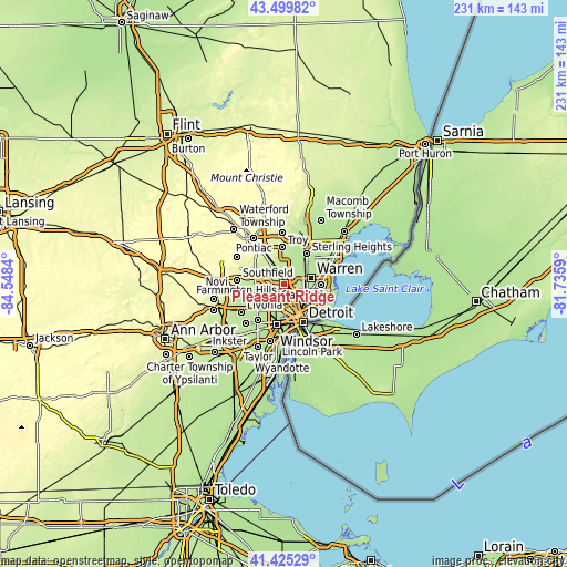 Topographic map of Pleasant Ridge