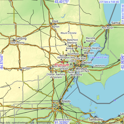 Topographic map of Plymouth