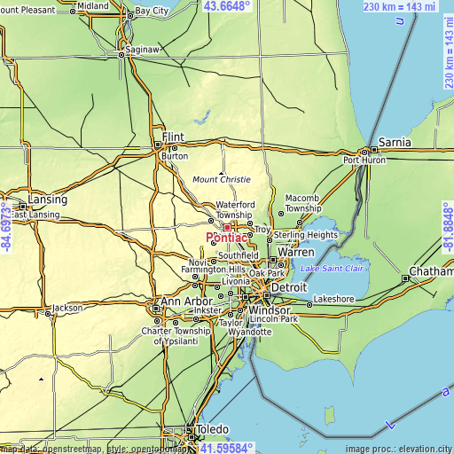 Topographic map of Pontiac