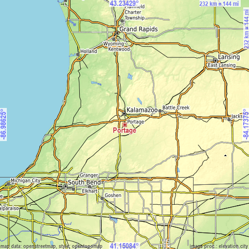 Topographic map of Portage