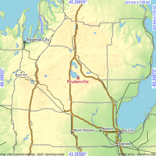 Topographic map of Prudenville