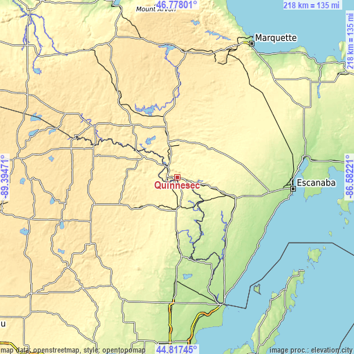 Topographic map of Quinnesec