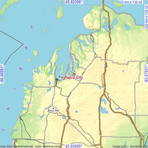 Topographic map of Rapid City