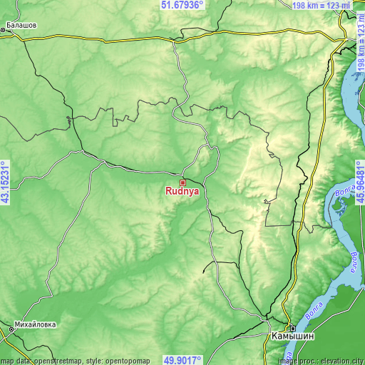 Topographic map of Rudnya