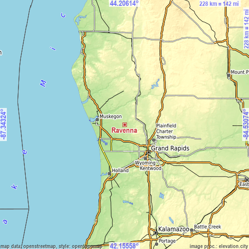 Topographic map of Ravenna