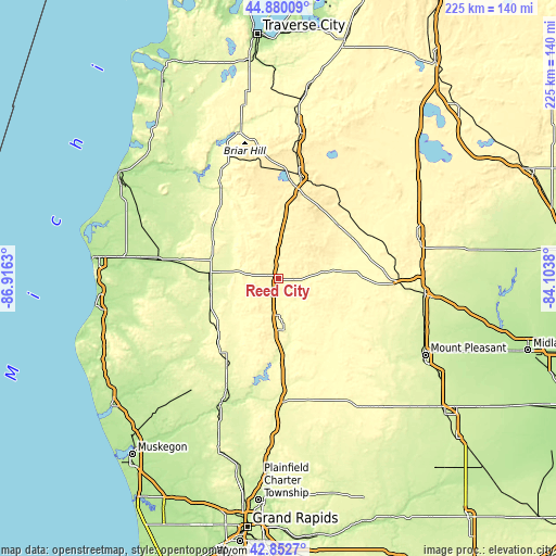 Topographic map of Reed City