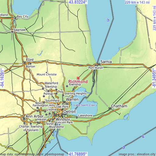 Topographic map of Richmond