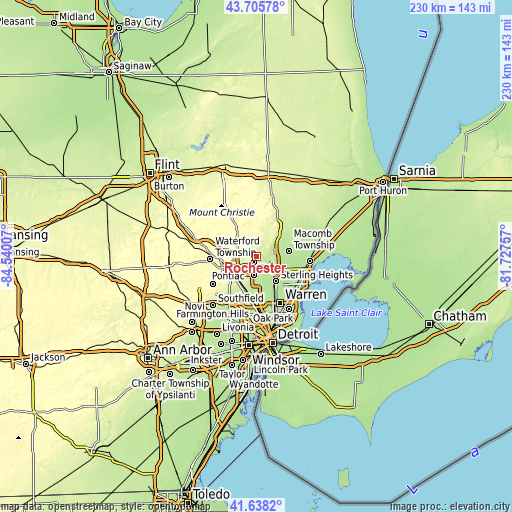 Topographic map of Rochester