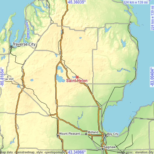 Topographic map of Saint Helen