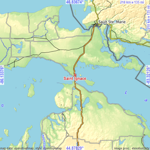 Topographic map of Saint Ignace