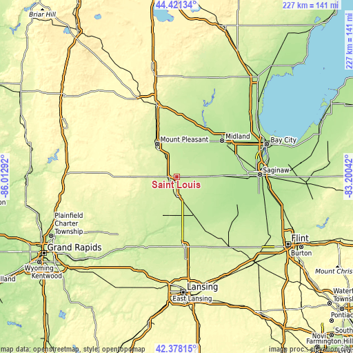 Topographic map of Saint Louis