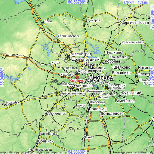 Topographic map of Rublëvo