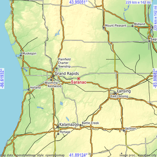 Topographic map of Saranac