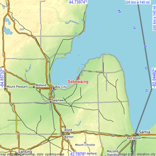 Topographic map of Sebewaing