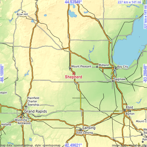 Topographic map of Shepherd