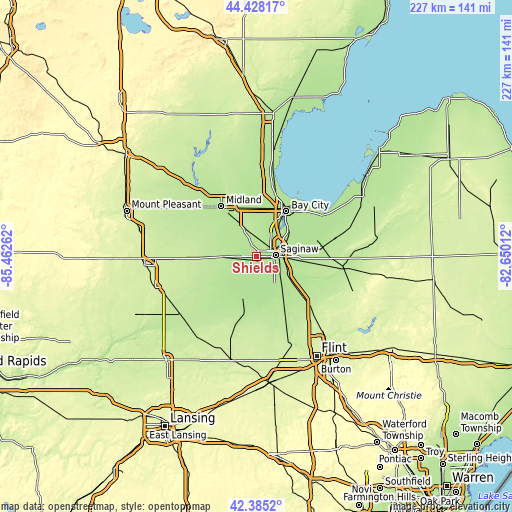 Topographic map of Shields