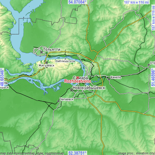 Topographic map of Rozhdestveno