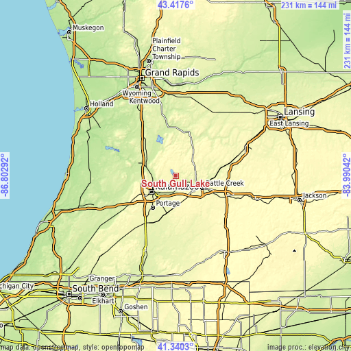 Topographic map of South Gull Lake