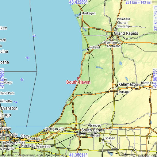 Topographic map of South Haven