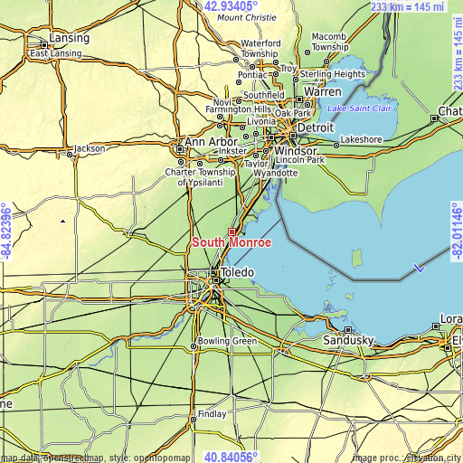 Topographic map of South Monroe