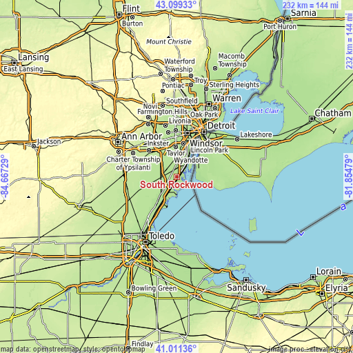 Topographic map of South Rockwood