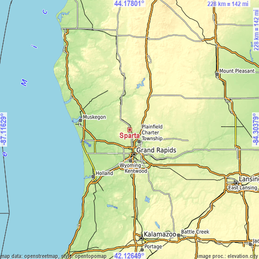 Topographic map of Sparta