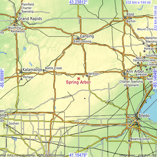 Topographic map of Spring Arbor