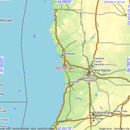 Topographic map of Spring Lake