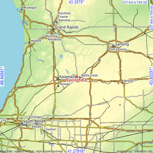 Topographic map of Springfield